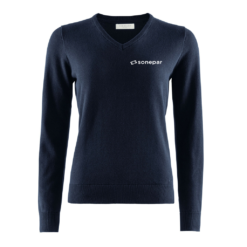 Pullover v-ringad marin, dam