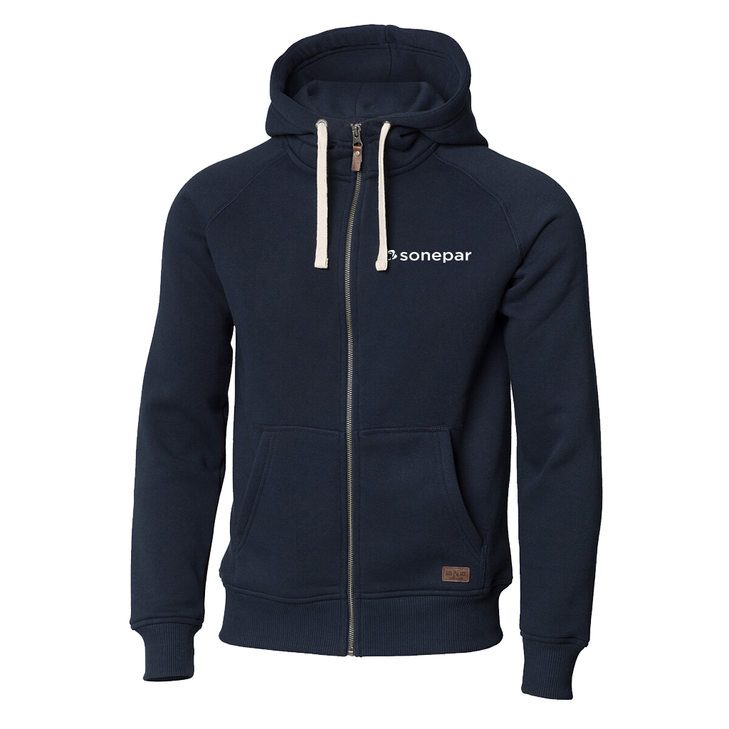 Hoodie full-zip marin, herr