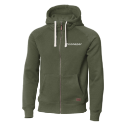 Hoodie full-zip olivgrön, herr