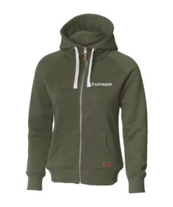 Hoodie full-zip olivgrön, dam